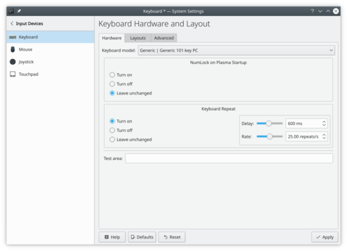 Configuration du clavier