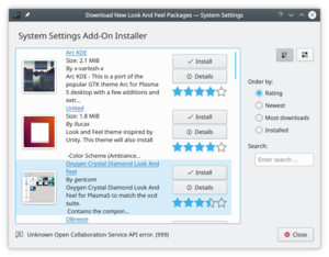 Udseende og fremtoning i KDE store