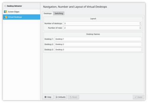 Virtual Desktop settings number