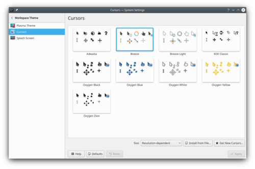 Mouse Cursor Theme settings windows